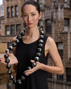 Giant Bead Necklace, Silver
