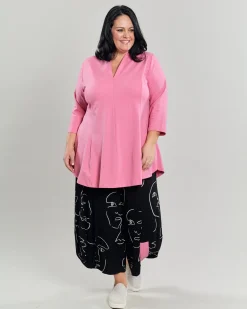Gloria V-Neck Tunic Top, Bazooka