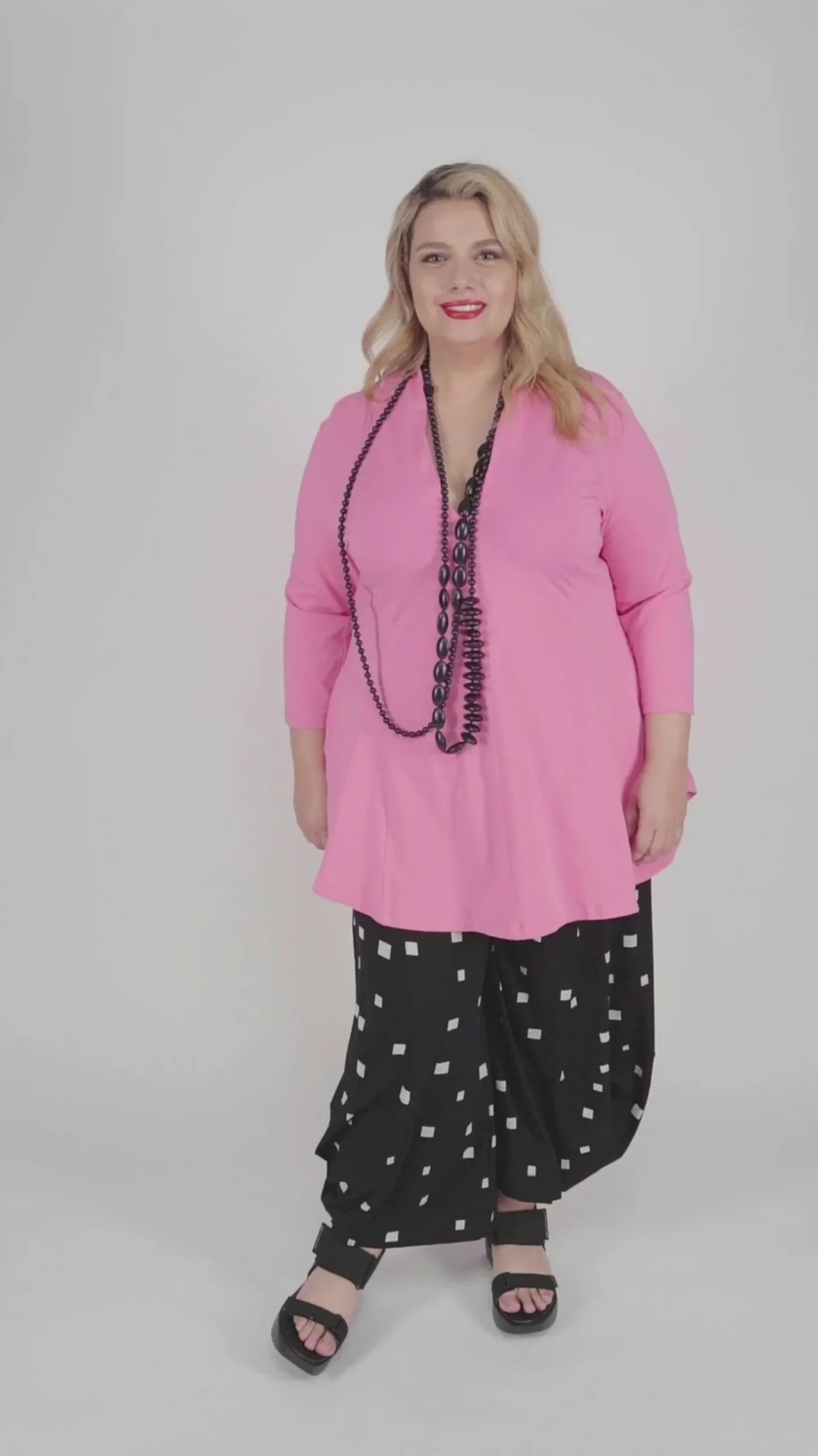 Gloria V-Neck Tunic Top, Bazooka