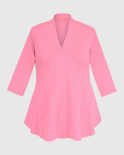 Gloria V-Neck Tunic Top, Bazooka