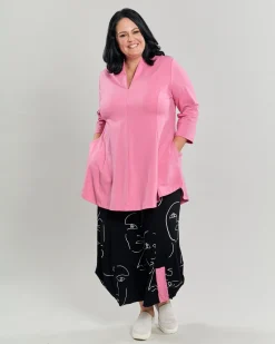 Gloria V-Neck Tunic Top, Bazooka