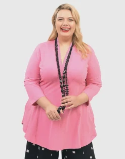 Gloria V-Neck Tunic Top, Bazooka