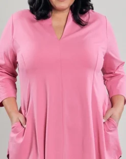 Gloria V-Neck Tunic Top, Bazooka