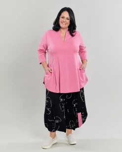 Gloria V-Neck Tunic Top, Bazooka