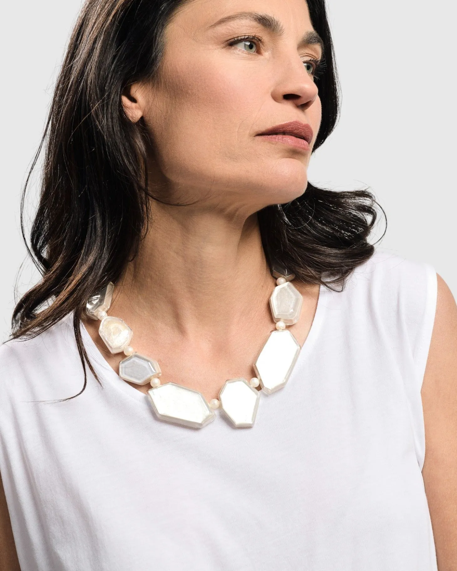 Glory Faceted Bead Necklace, Frost