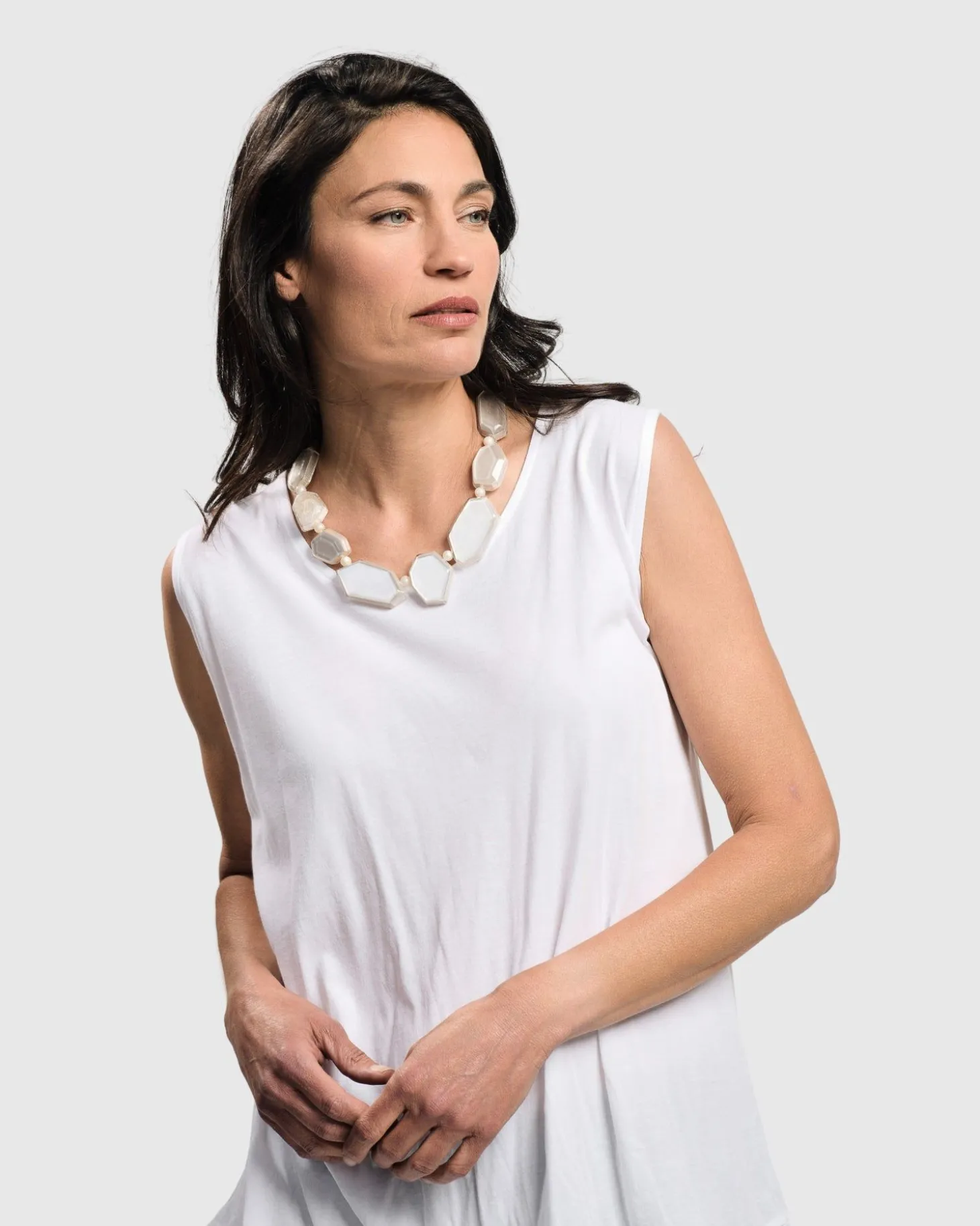 Glory Faceted Bead Necklace, Frost