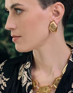 Glory Faceted Clip Earrings, Gold
