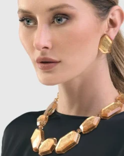 Glory Faceted Clip Earrings, Gold