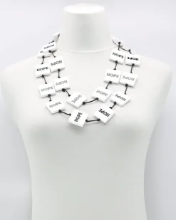 Hope Squares Necklace, White