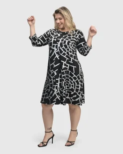 Hypnotic A Line Dress, Silver