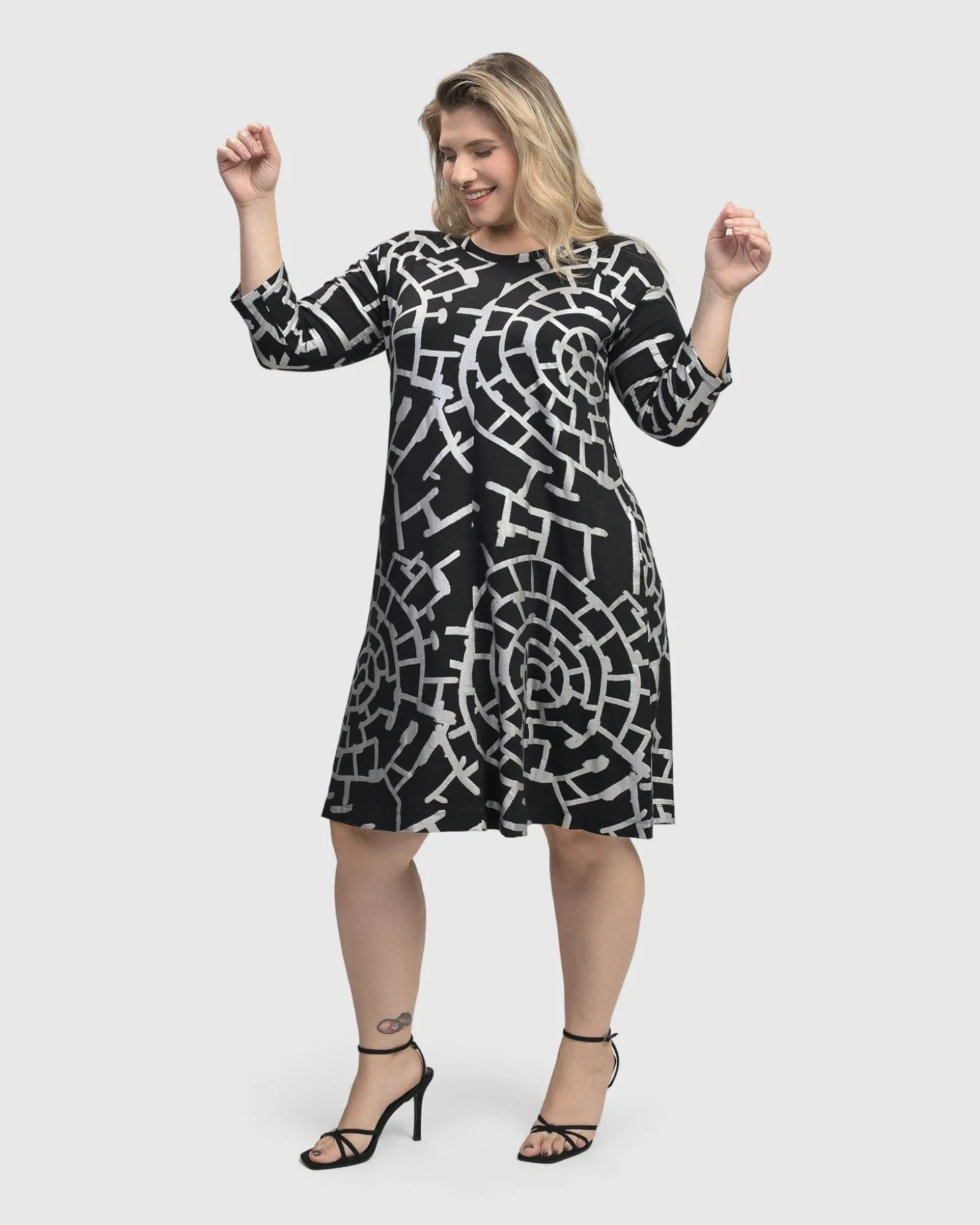 Hypnotic A Line Dress, Silver