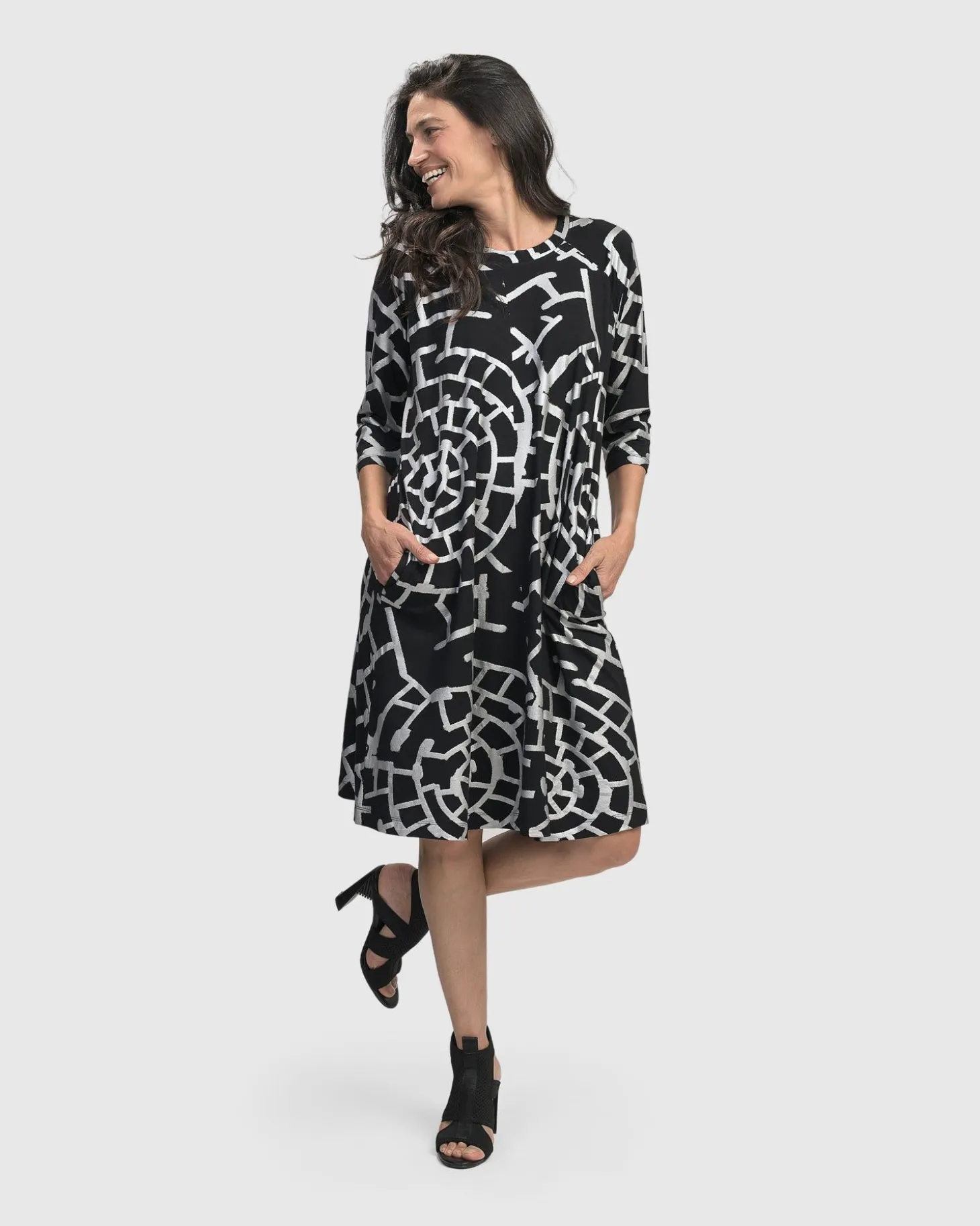 Hypnotic A Line Dress, Silver