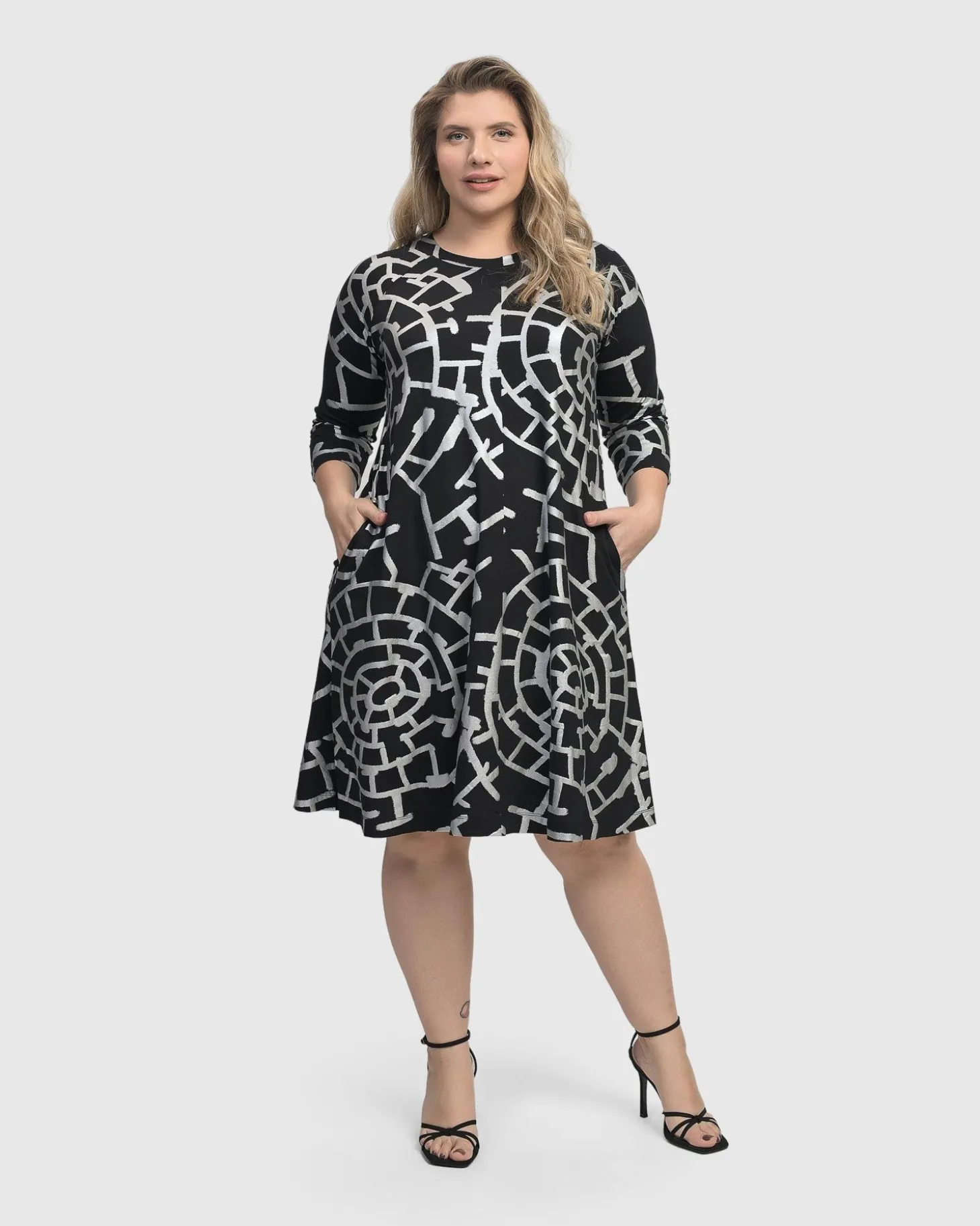 Hypnotic A Line Dress, Silver