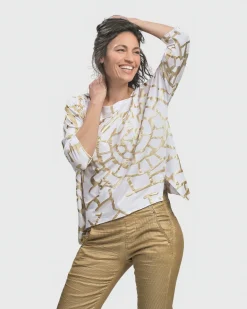 Hypnotic Cutaway Boxy Top, Gold