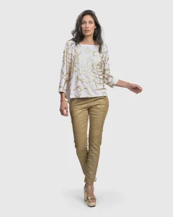 Hypnotic Cutaway Boxy Top, Gold