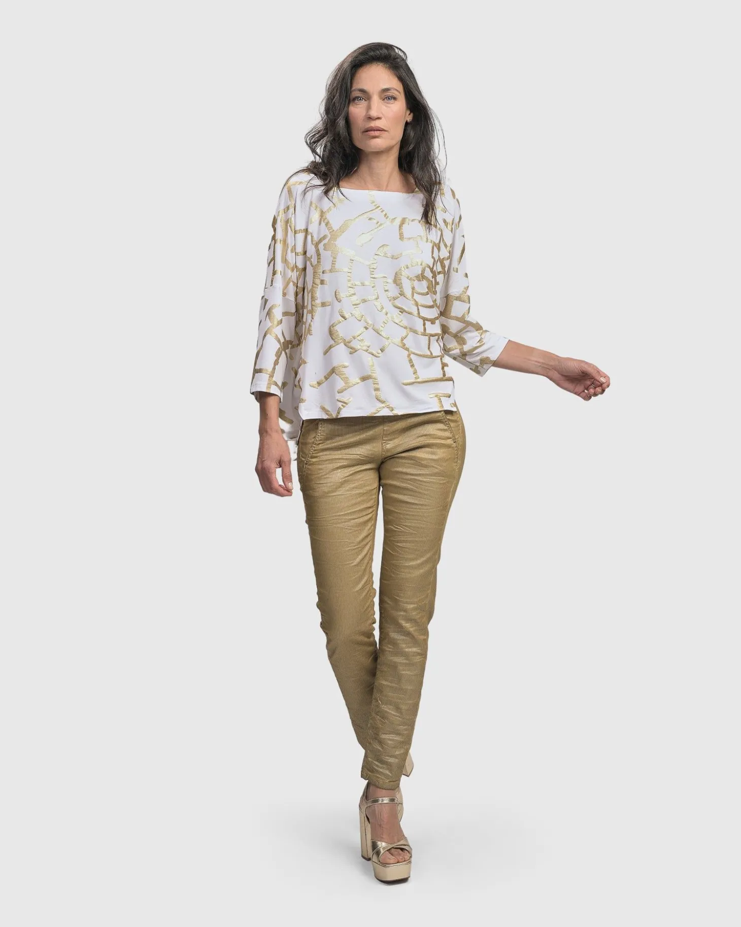Hypnotic Cutaway Boxy Top, Gold