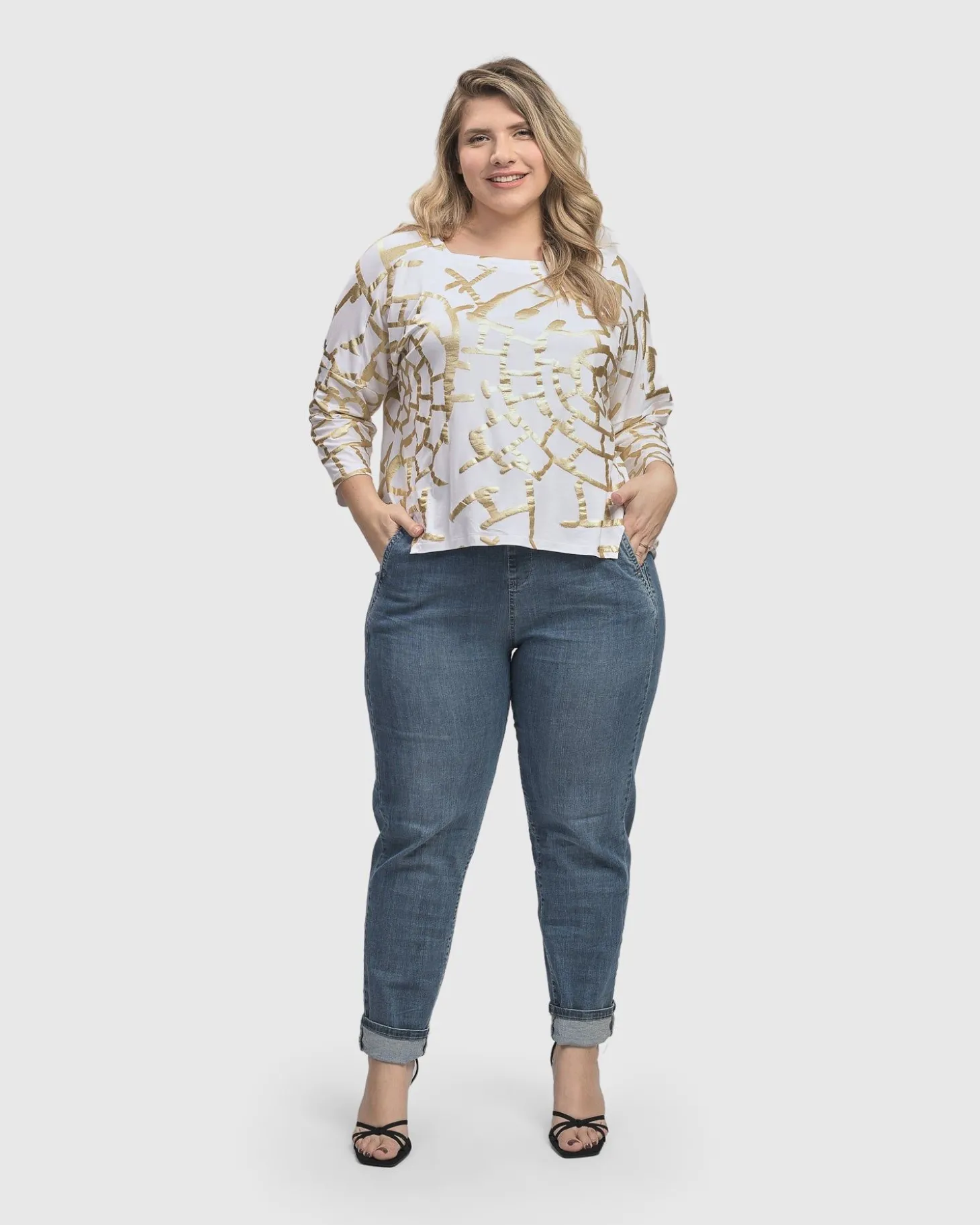 Hypnotic Cutaway Boxy Top, Gold