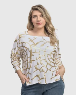 Hypnotic Cutaway Boxy Top, Gold