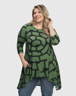 Hypnotic Hi-Lo Tunic Top, Clover