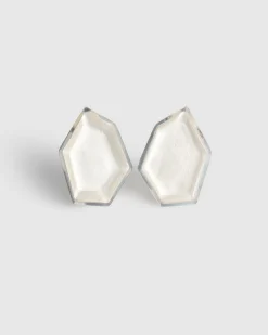 Ice Faceted Clip Earrings, Frost