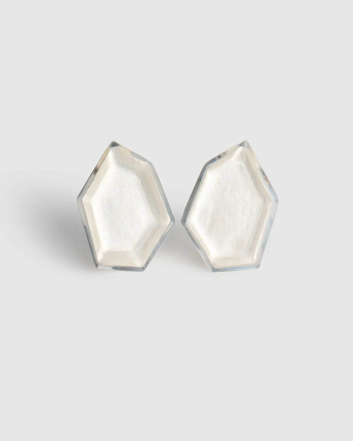 Ice Faceted Clip Earrings, Frost