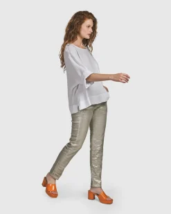 Iconic Stretch Jeans, Metallic Luster