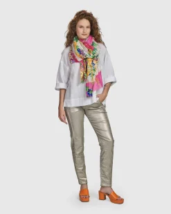 Iconic Stretch Jeans, Metallic Luster