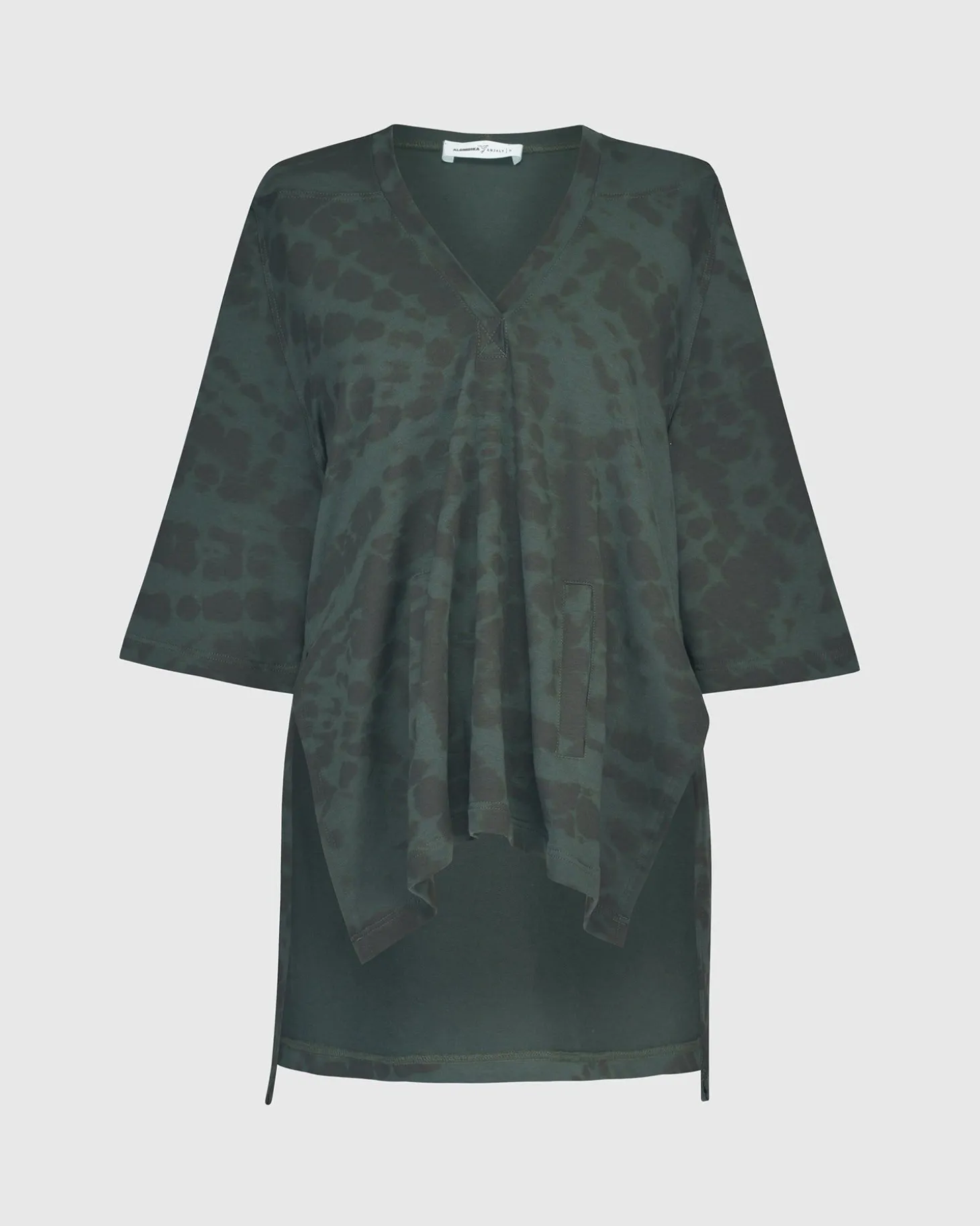 Inhale Hooded Hi-Lo Top, Forest Tie-Dye
