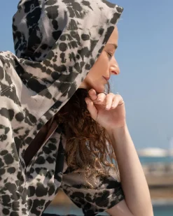 Inhale Hooded Hi-Lo Top, Stone Tie-Dye
