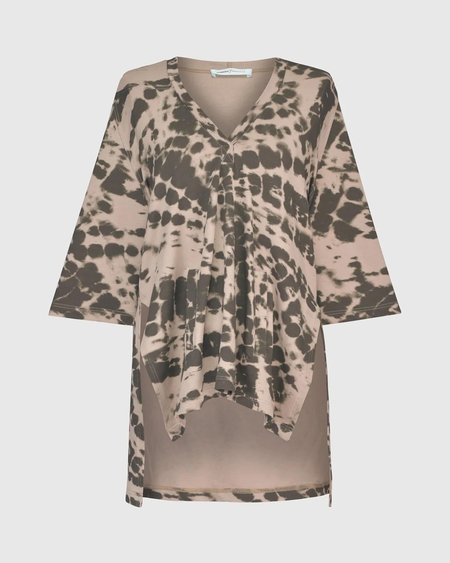 Inhale Hooded Hi-Lo Top, Stone Tie-Dye