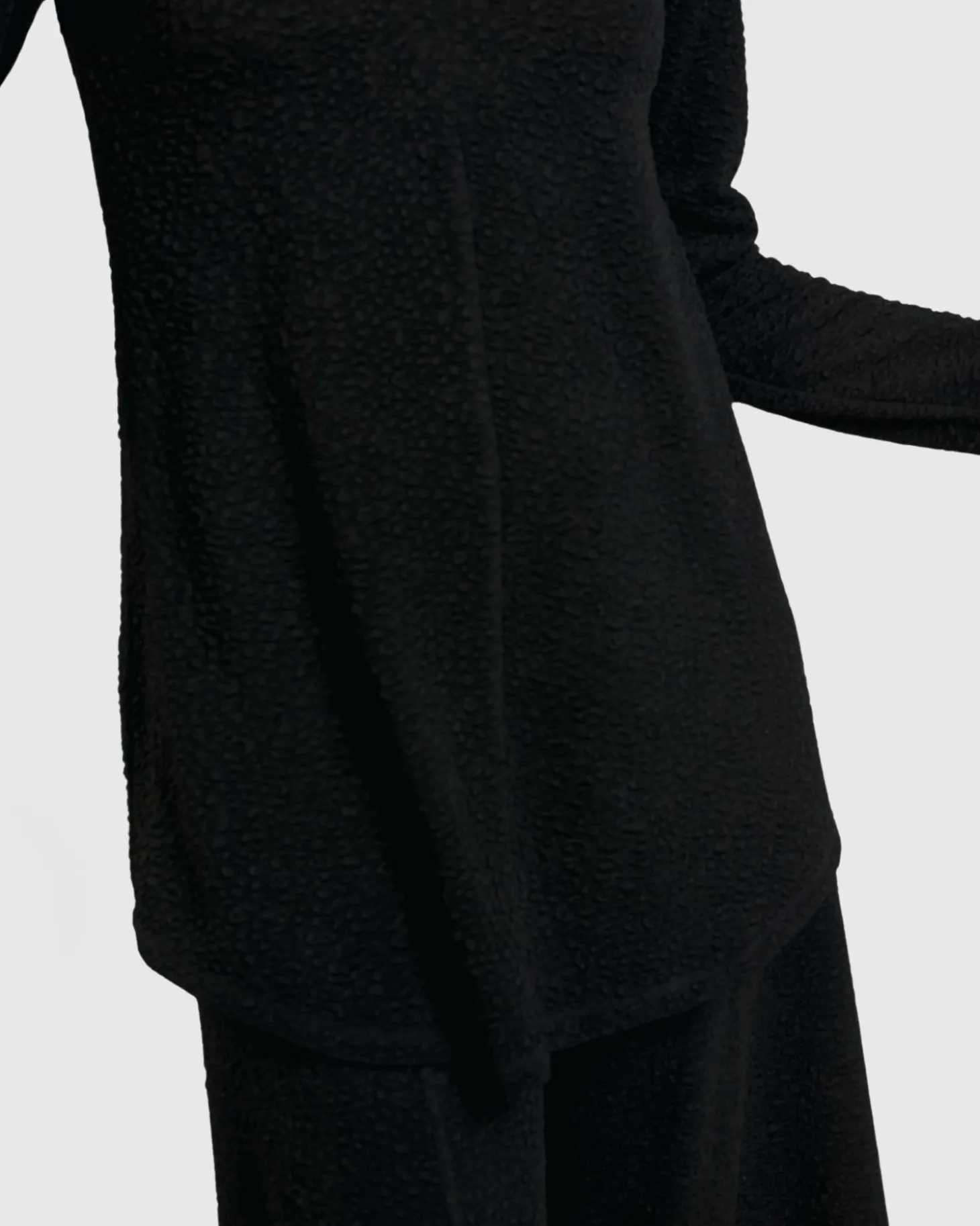 Jacquard V-Neck Tunic Top, Black