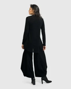 Jacquard V-Neck Tunic Top, Black