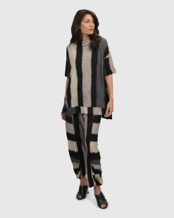 Jess Crinkle Punto Pants, Stripe