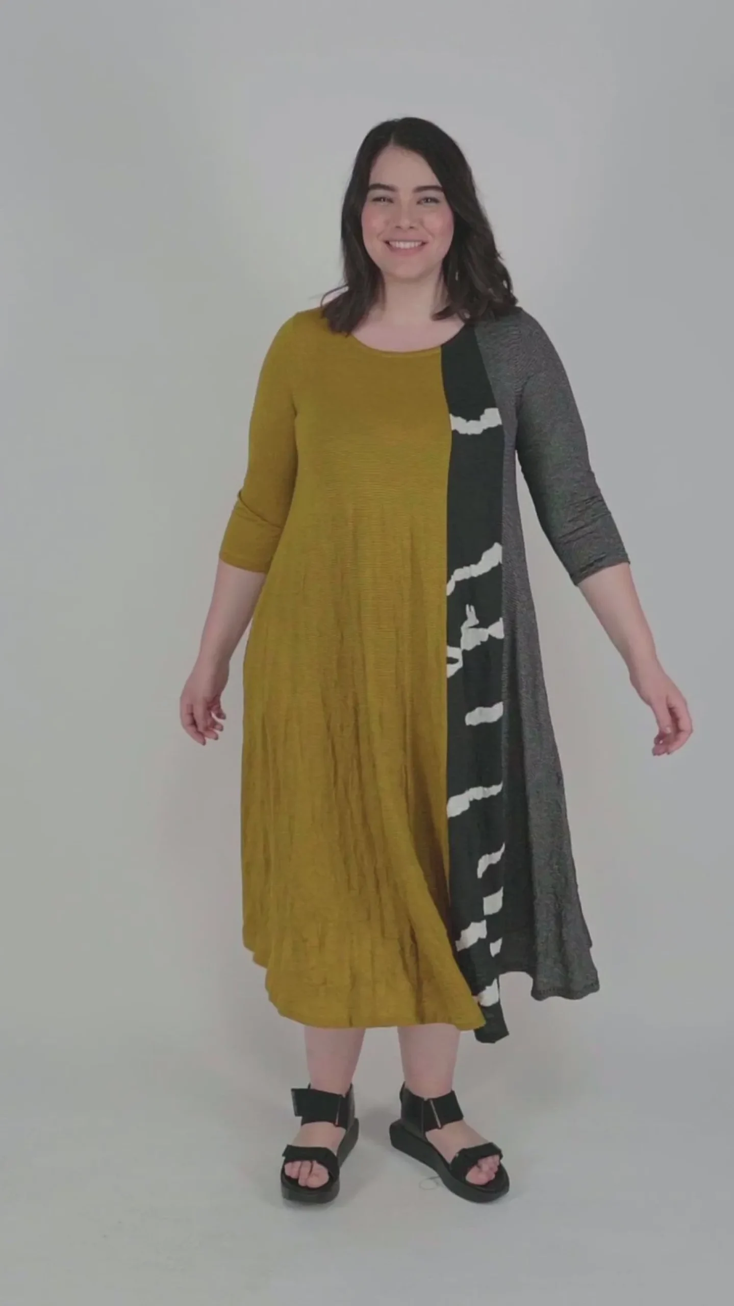 Jill Crinkle Swing Dress, Yellow