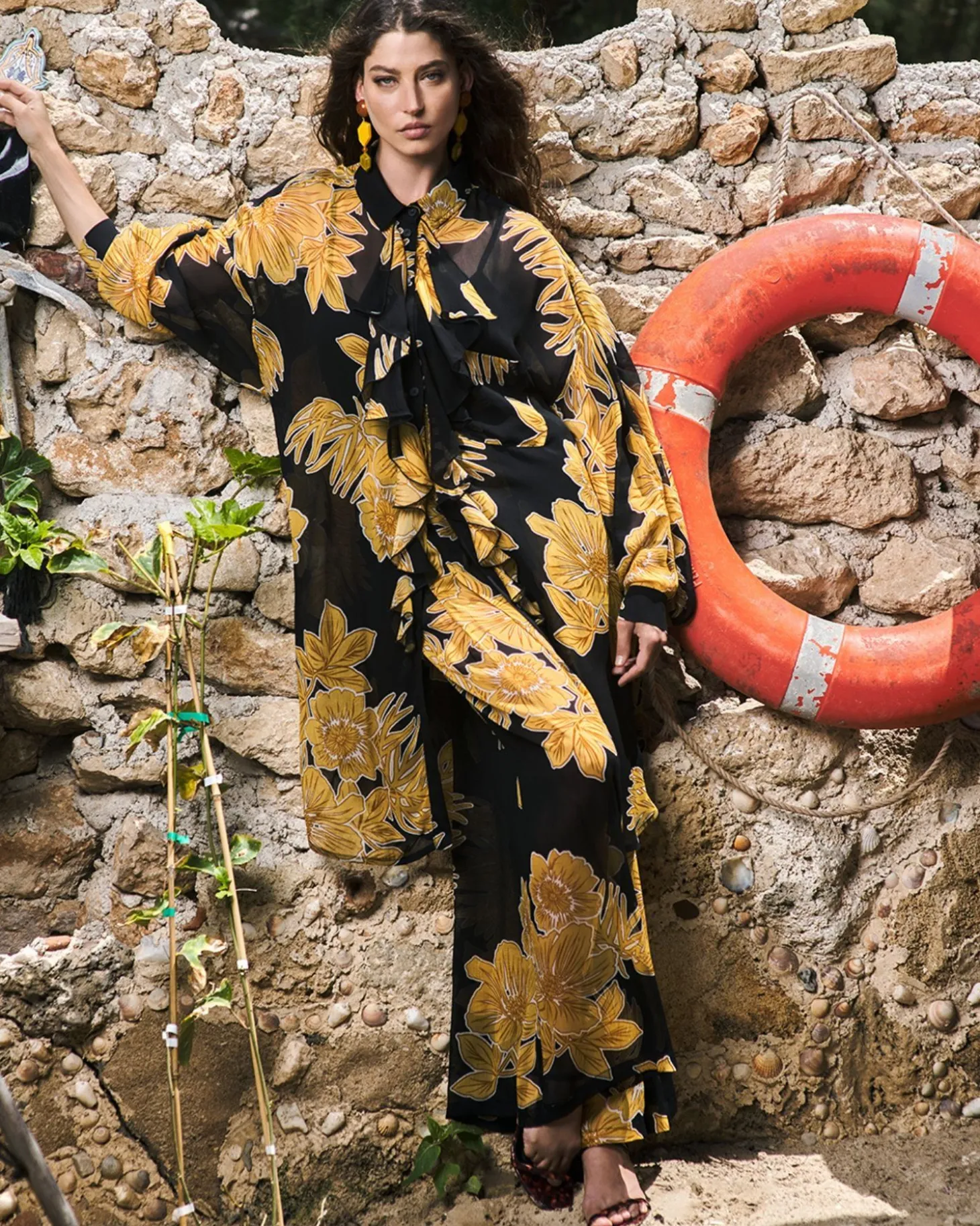 Kauai Chiffon Palazzo Pants, Gold