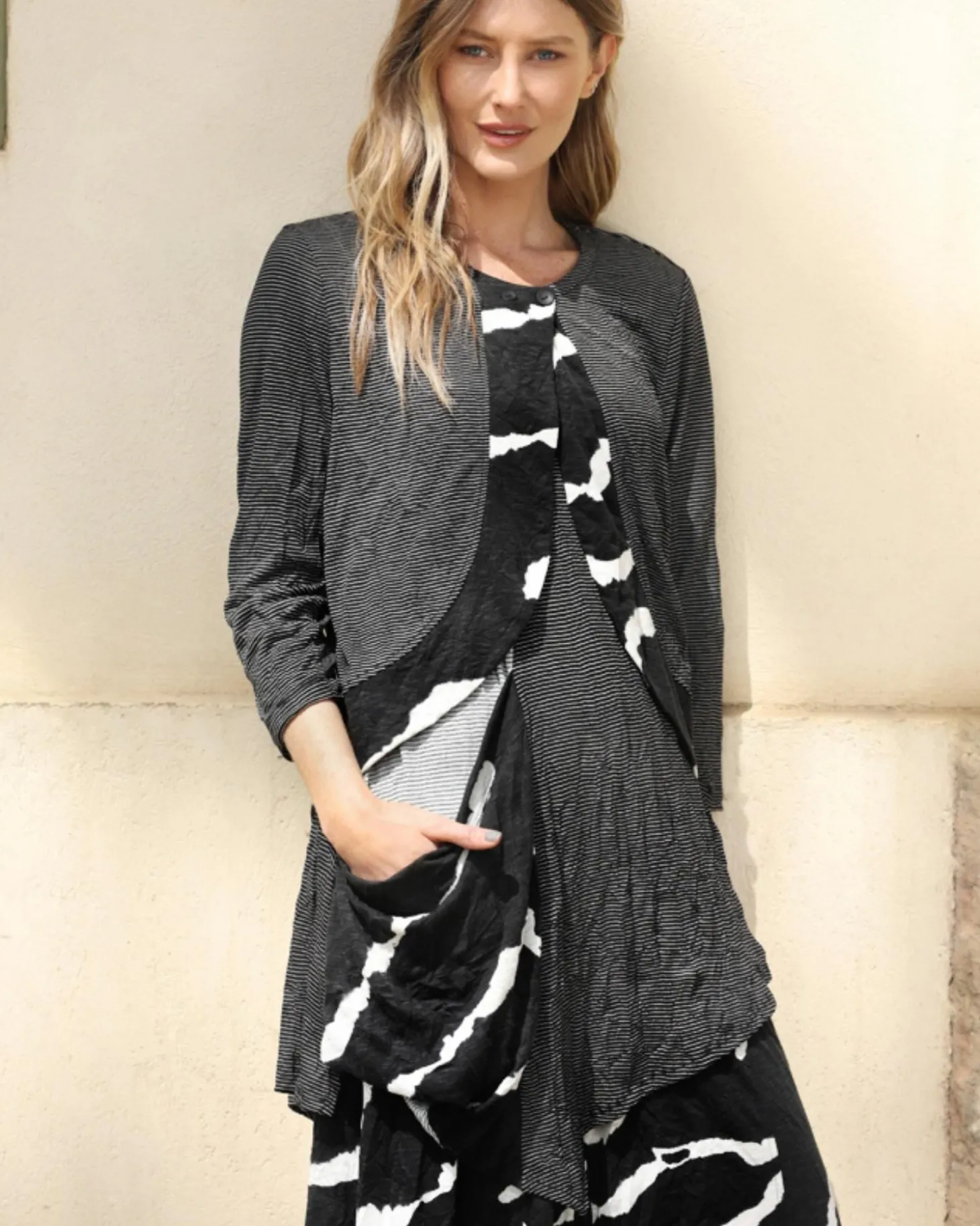 Kia Crinkle Tunic Top, Stripe
