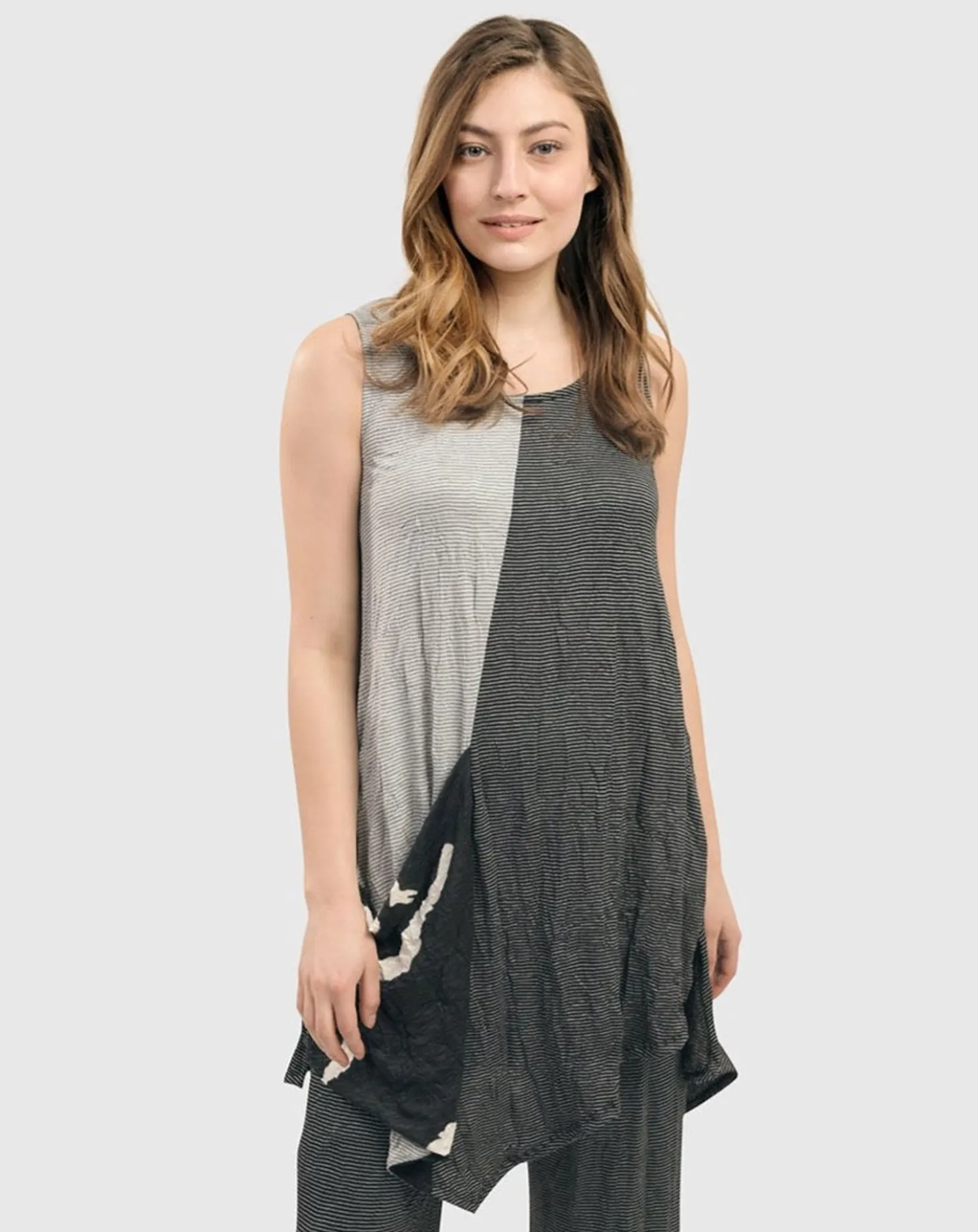 Kia Crinkle Tunic Top, Stripe