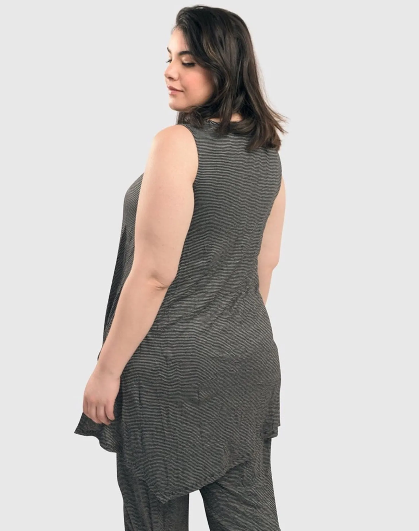 Kia Crinkle Tunic Top, Stripe