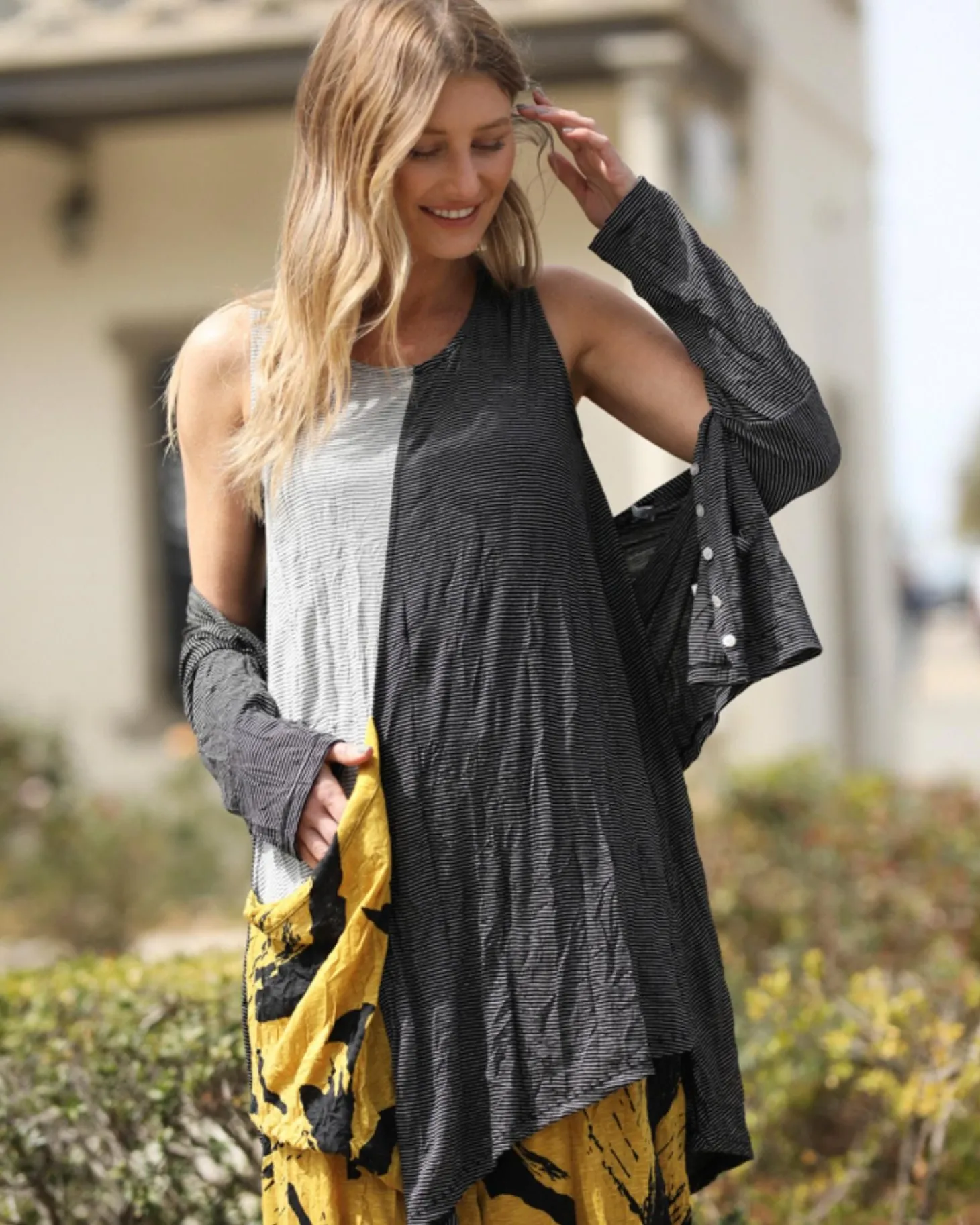 Kia Crinkle Tunic Top, Yellow