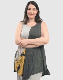 Kia Crinkle Tunic Top, Yellow