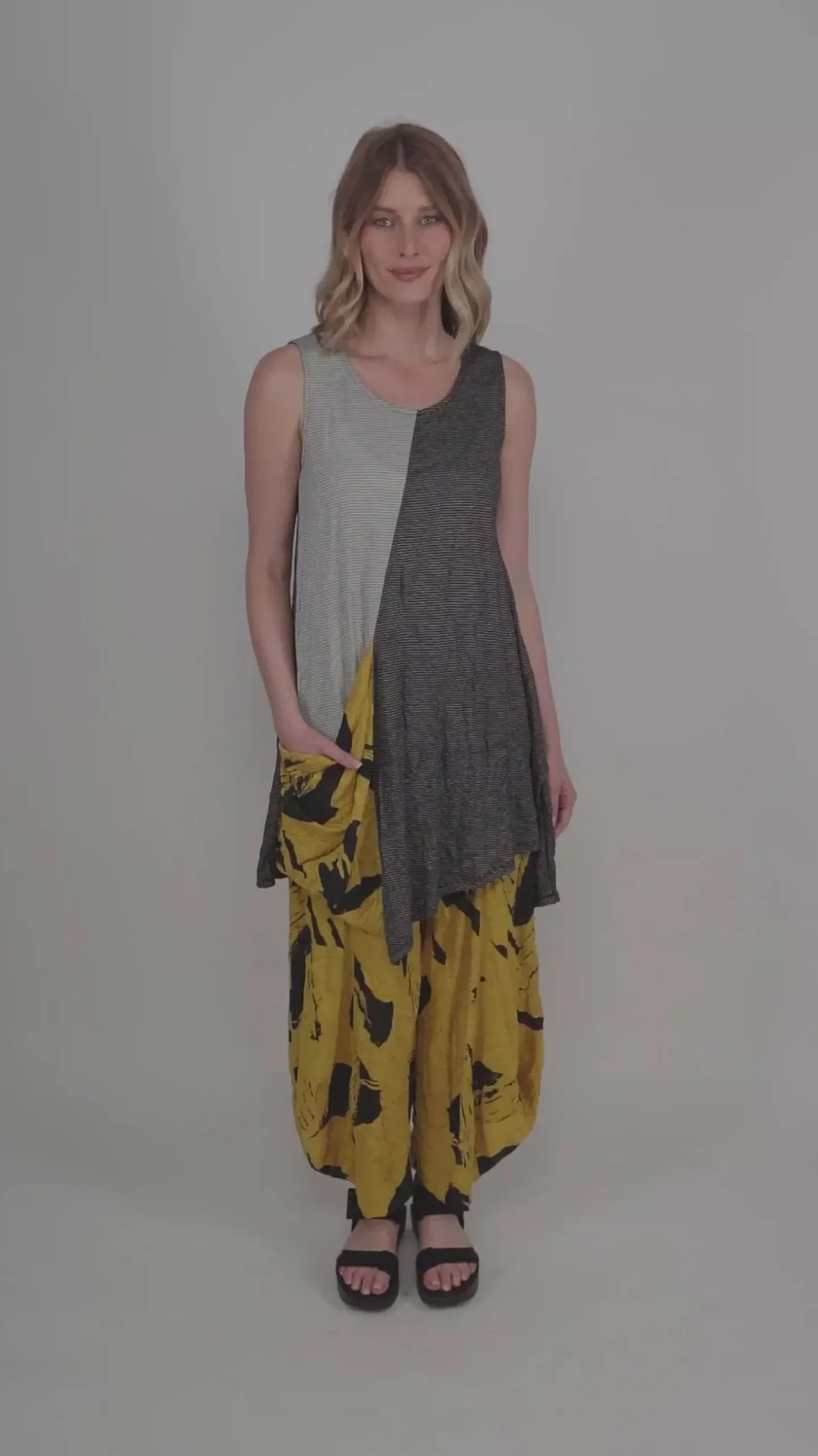 Kia Crinkle Tunic Top, Yellow