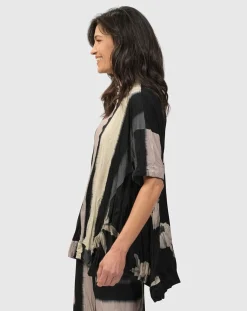 Laila Crinkle Trapeze Top, Stripe/Roses