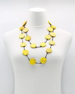 Large Coin Necklace, Yellow Graffiti