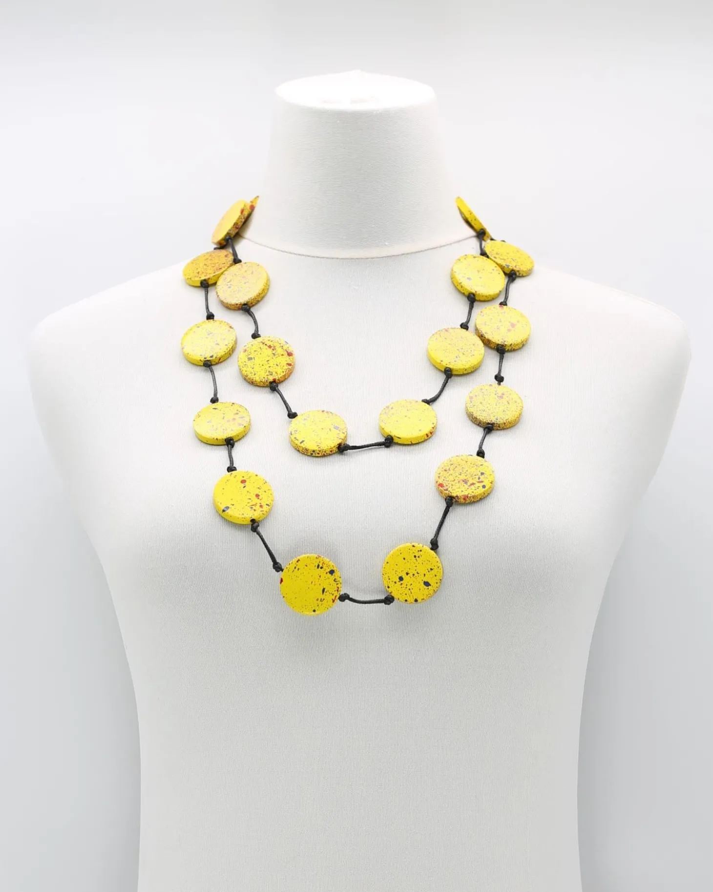 Large Coin Necklace, Yellow Graffiti