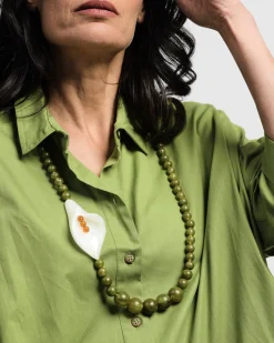 Lily Bead Necklace, Green