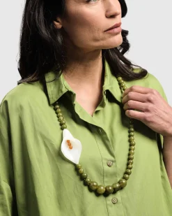 Lily Bead Necklace, Green