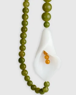 Lily Bead Necklace, Green