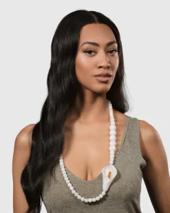 Lily Bead Necklace, White