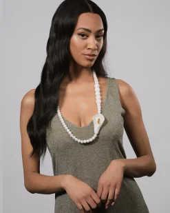 Lily Bead Necklace, White