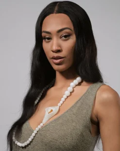 Lily Bead Necklace, White